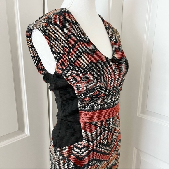 Desigual Dunia Aztec Bodycon Mini Dress Slimming Panels Small Tribal Chic Small - Picture 8 of 16